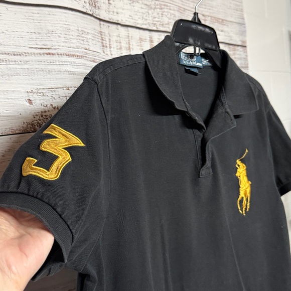 Polo Ralph Lauren Men's Big Pony Custom Custom Fit Mesh Polo Black - Picture 4 of 6